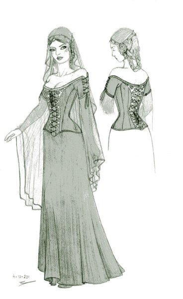 Эскизы средневековых платьев