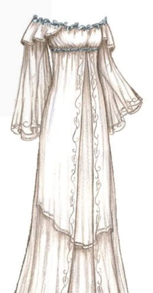 Скетч платье в стиле фэнтези голубое