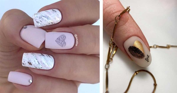 Нежный маникюр с сердечками