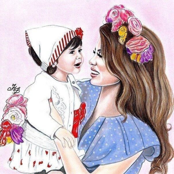 Силуэт мамы с двумя детьми