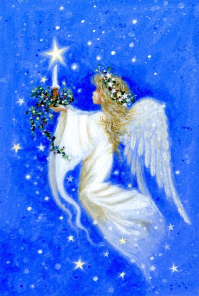 Лоскутное панно с Рождественский ангелами