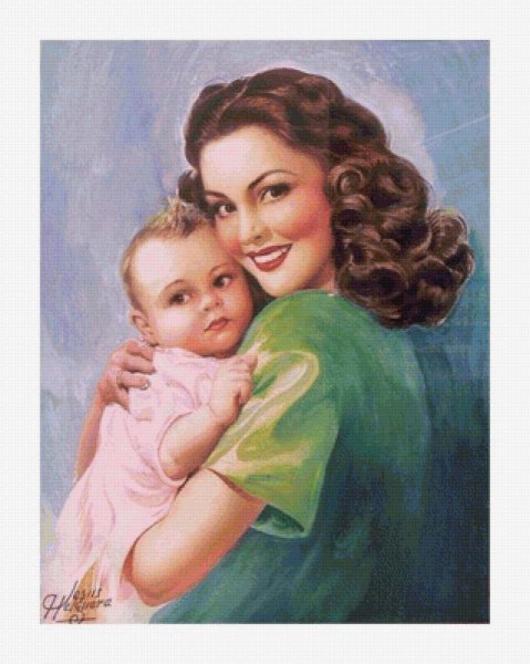 Мама с ребенком карандашом