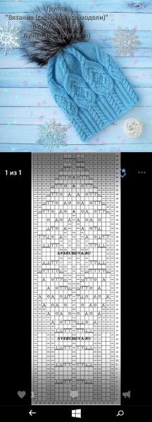 Шапка со сложными косами спицами