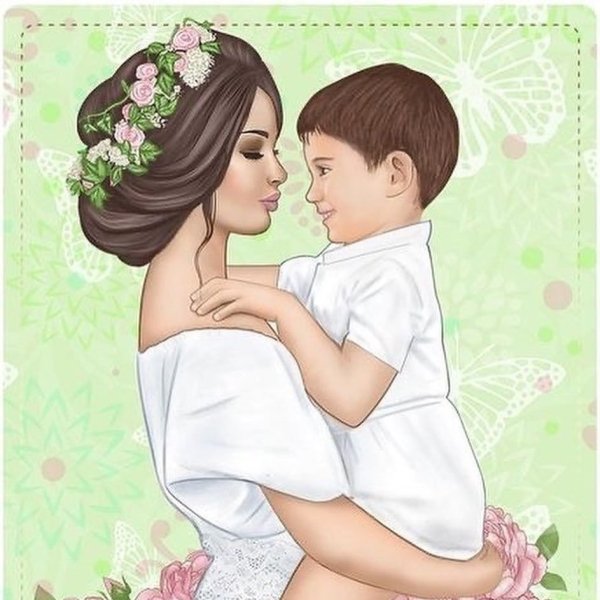 Мама с ребенком красивый арт