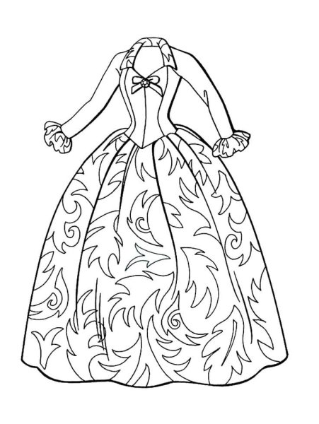 Контур платья для раскрашивания