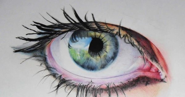 Реалистичный глаз цветными карандашами