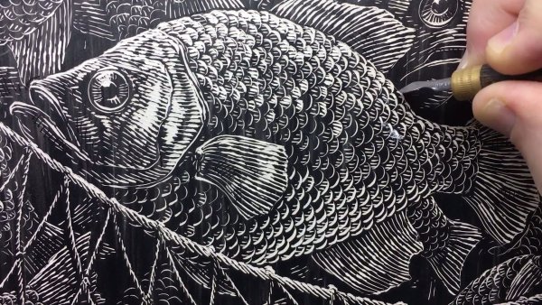 Граттаж Золотая рыбка