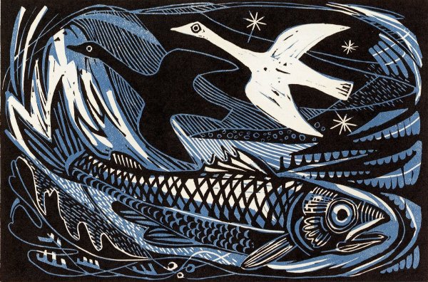 Линогравюра рыбки