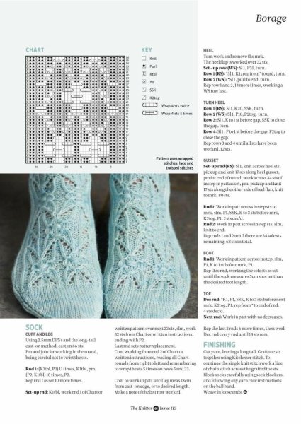 Вязание спицами носков на 5 спицах с узором схемы