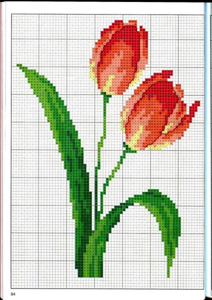 Вышивка крестом тюльпаны