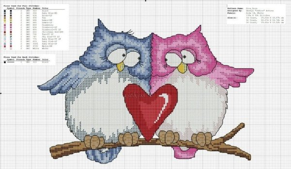 Схема вышивки крестом Совенок