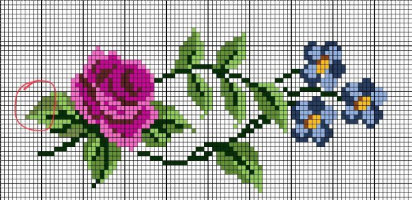 Мелкий цветочный узор для вышивки крестиком