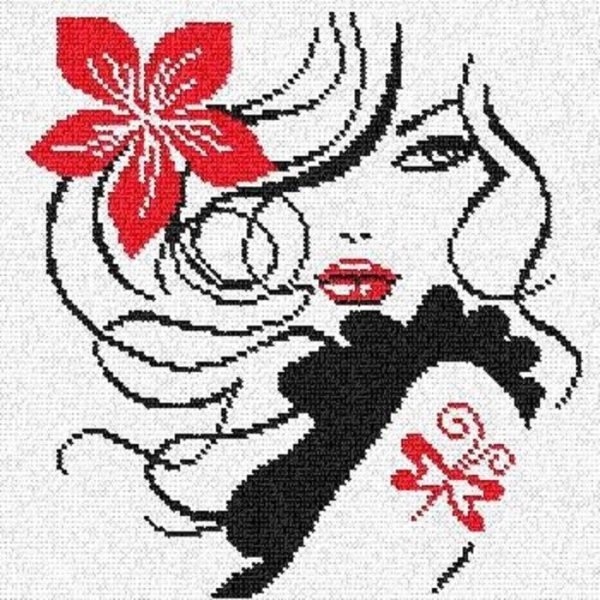 Монохромная вышивка крестом