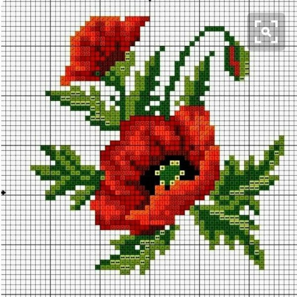 Вышивка крестом маки