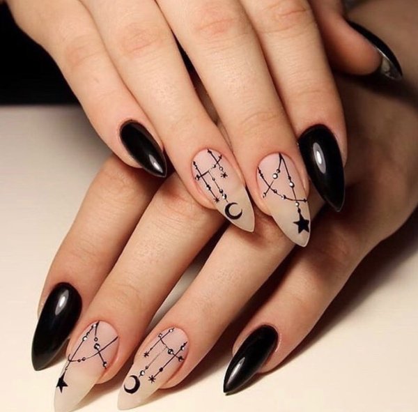 Черно бежевый маникюр