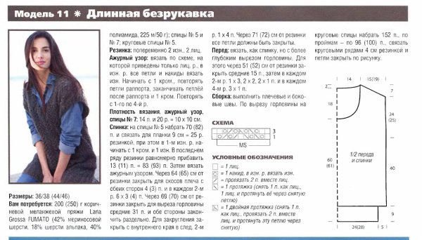 Схема вязания женского жилета для начинающих размер 50