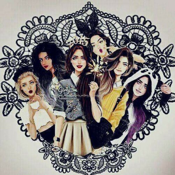 Много нарисованных девочек