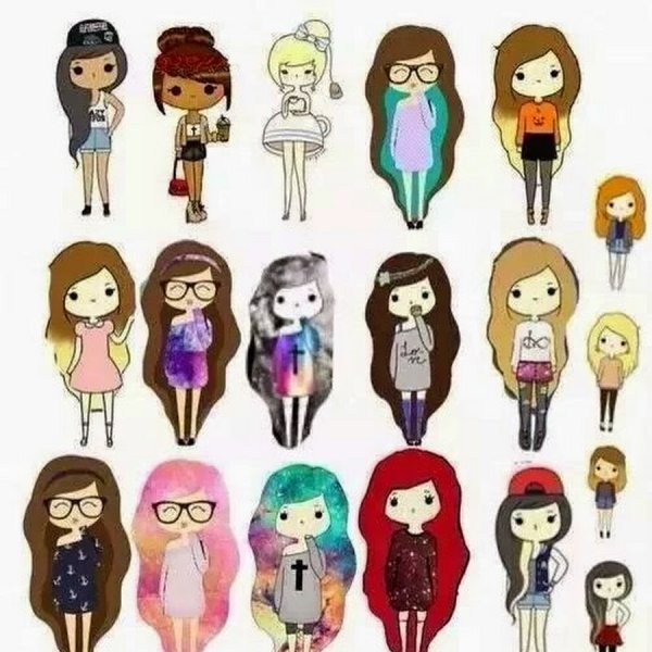 Рисунки девочек в стиле приложений