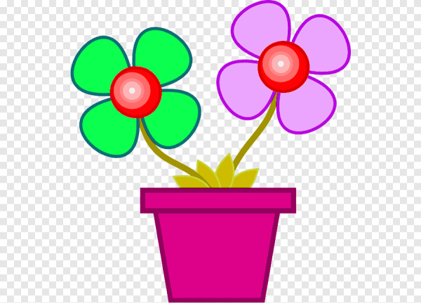 Мультяшные цветы в горшке