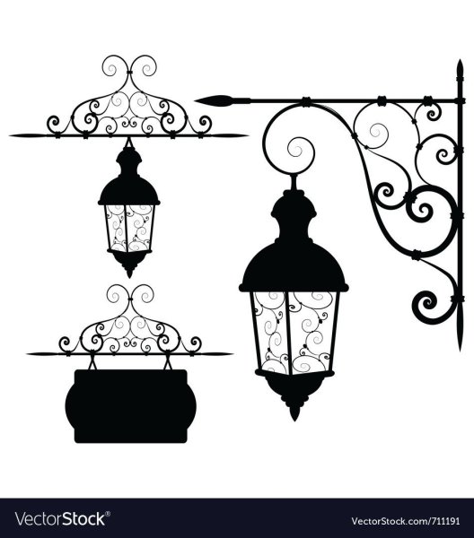 Трафарет старинного уличного фонаря