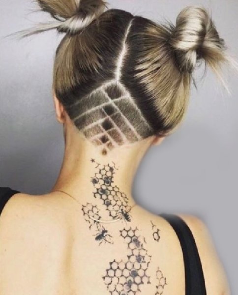 Выбритый затылок узоры