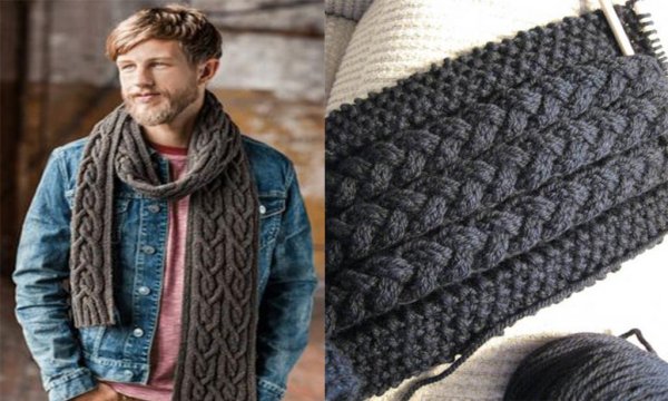 Мужской шарф с эффектным узором