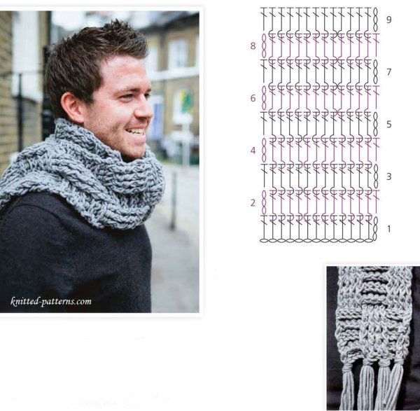 Мужской шарф крючком схема