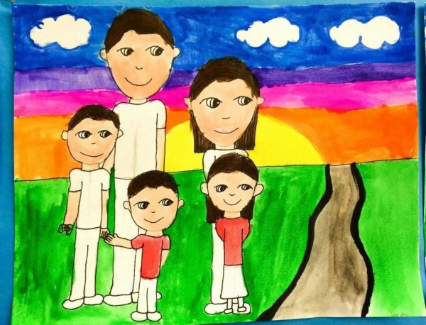 Портрет счастливой семьи рисунок