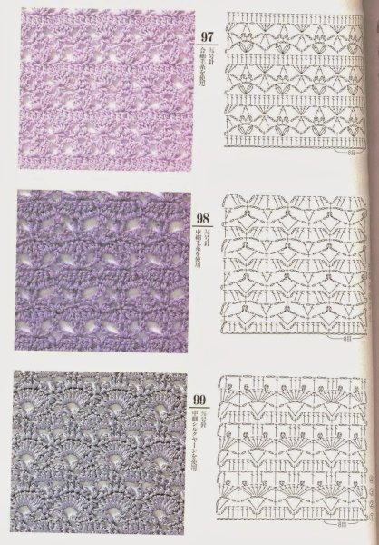 Ажурные узоры крючком со схемами простые