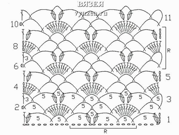 Простые ажуры крючком схемы