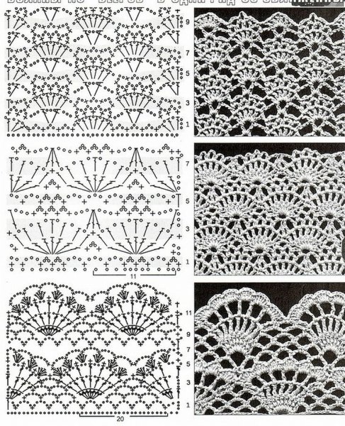 Вязание крючком схемы ажурных узоров кофточек