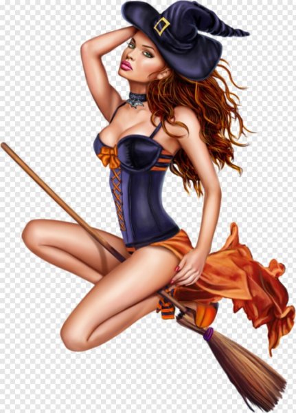 Красивая ведьма на метле