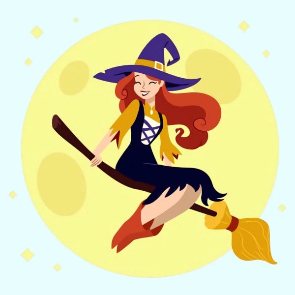 Хэллоуин ведьмочка на метле