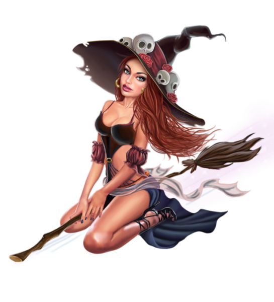 Мультяшная ведьма на метле