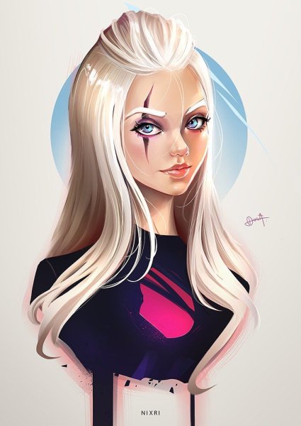 Нарисованная блондинка