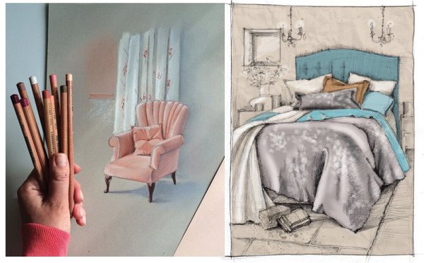 Текстиль в интерьере скетч