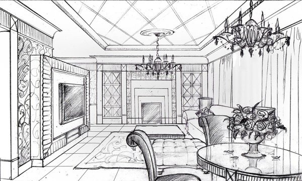 Эскиз декоративного украшения интерьера