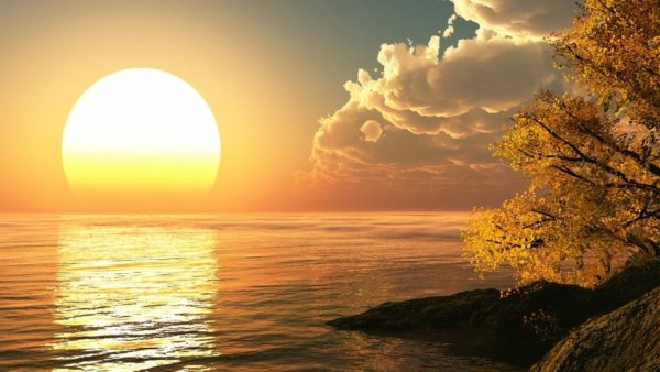 Закат гуашью