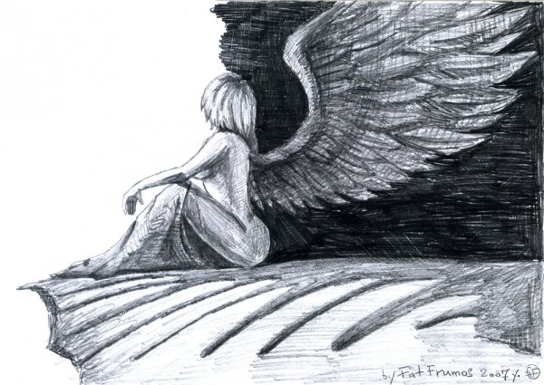 Рисунок ангела карандашом
