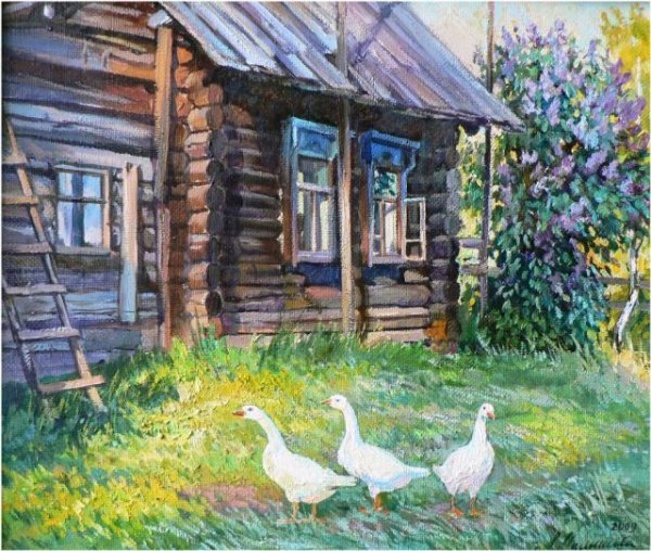 Картины художник любовь Малышева деревня