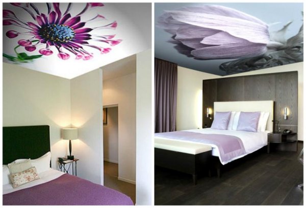 Натяжные потолки с фотопечатью для спальни