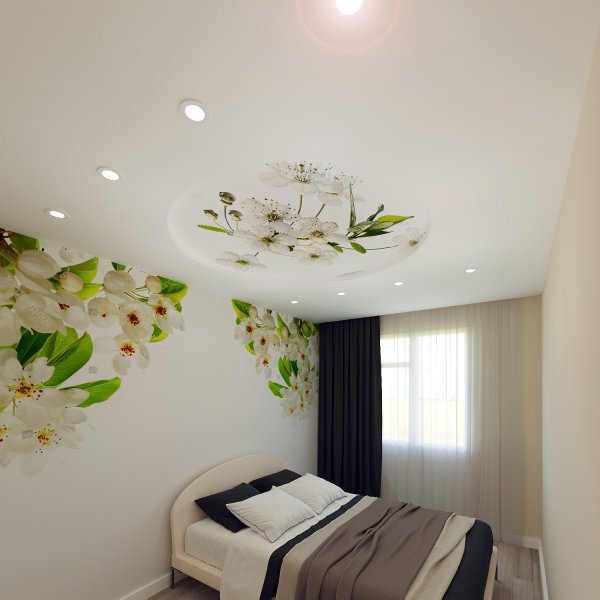 Потолки с фотопечатью в спальню