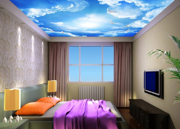 Потолки с фотопечатью в спальню