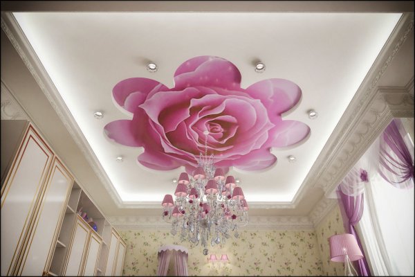 Натяжные потолки с цветами