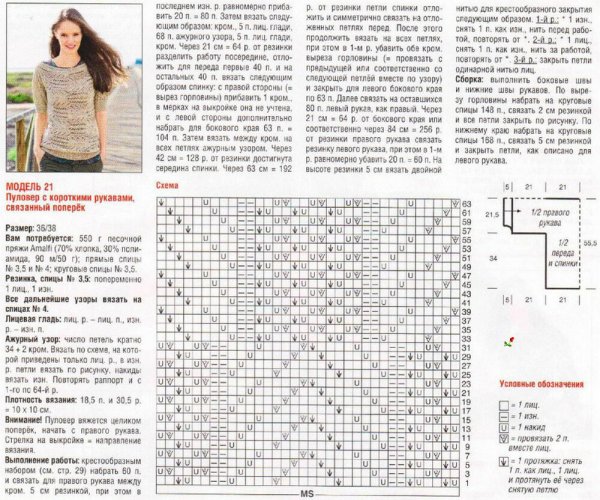 Вязаный джемпер женский спицами схемы