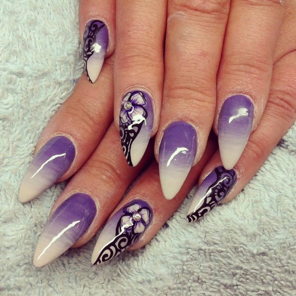 Омбре на ногтях с рисунком