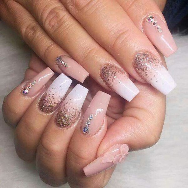 Маникюр на нарощенные ногти омбре