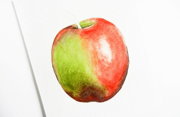 Яблоко акварелью