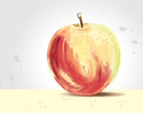 Яблоко красками для детей