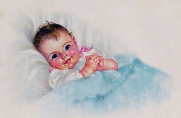Новорожденный мальчик акварель